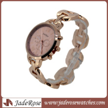 Montre à quartz élégante à cadran rose en or rose pour dame